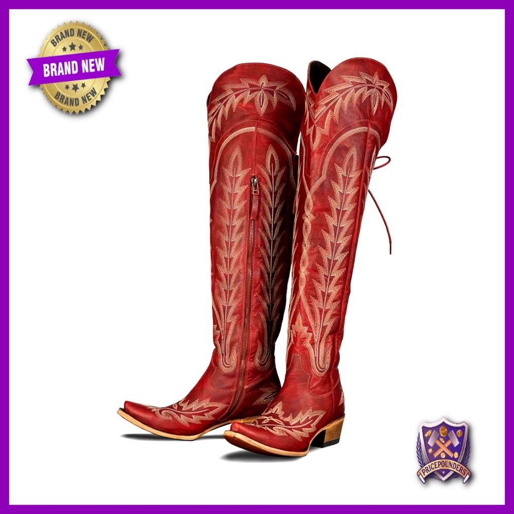 Over The Knee Cowboy Boots Adjustable Thigh High Cowgirl Western Boots